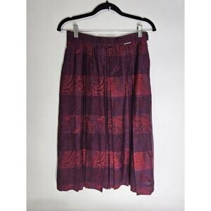 Vintage Geiger of Austria -Pleated Midi Skirt - Wool Burgundy -Size M 40